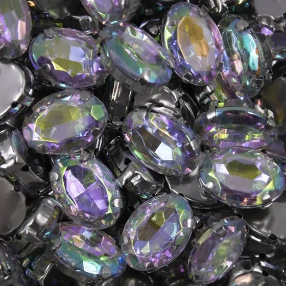 Chaton Engrampado Niquel Oval 10X14Mm Em Acrilico Com 250 Pecas