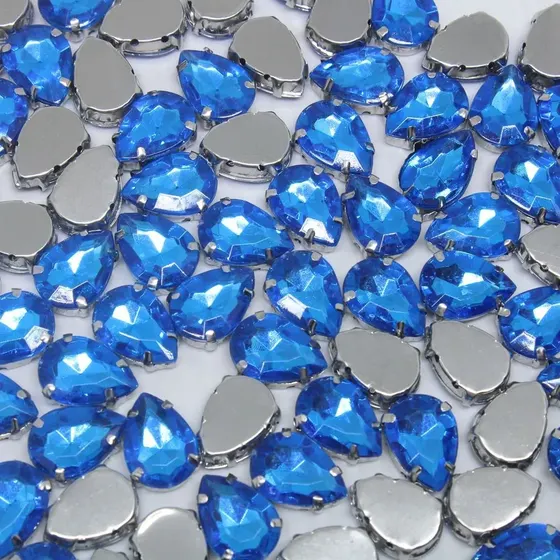 Chaton Engrampado Niquel Gota 10X14Mm Em Acrilico Com 250 Pecas