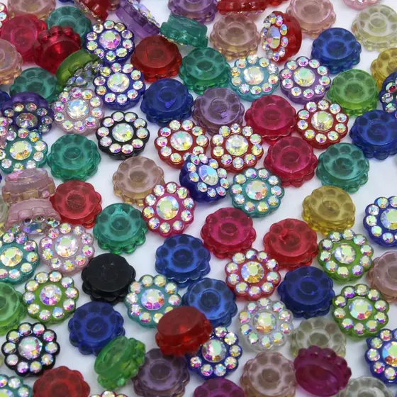 Flor Strass Irisado 08Mm Em Vidro Com 250 Pecas