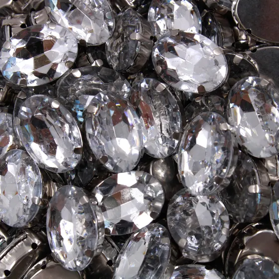 Chaton Engrampado Oval 13X18Mm Em Metal E Acrilico Com 250 Pecas