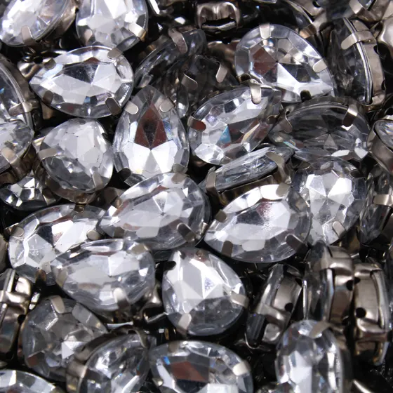 Chaton Engrampado Gota 10X14Mm Em Metal E Acrilico Com 500 Pecas