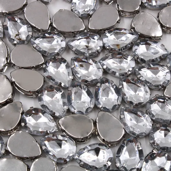 Chaton Engrampado Gota 13X18Mm Em Metal E Acrilico Com 250 Pecas