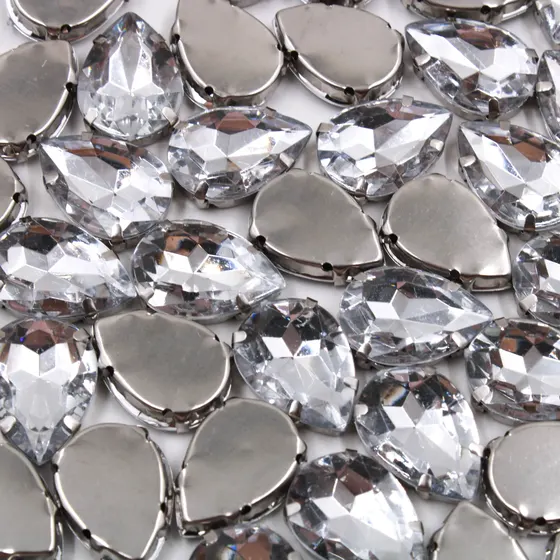Chaton Engrampado Gota 18X25Mm Em Metal E Acrilico Com 100 Pecas