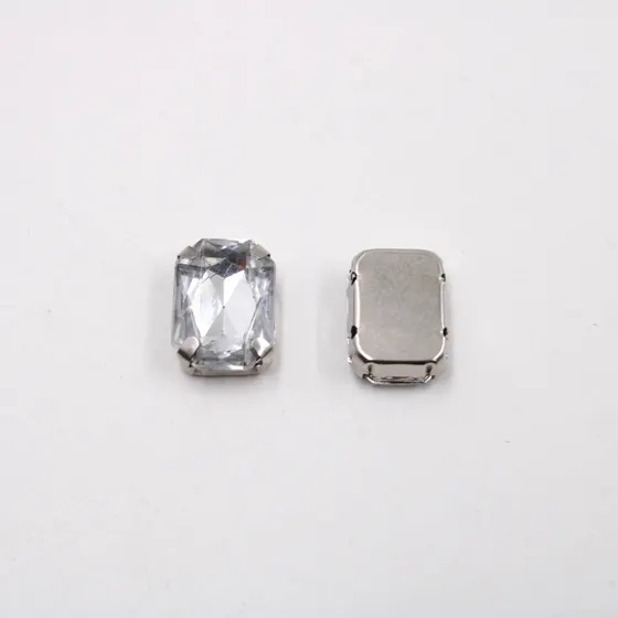 Chaton Engrampado Retangular 10X14Mm Em Acrilico Com 500 Pecas
