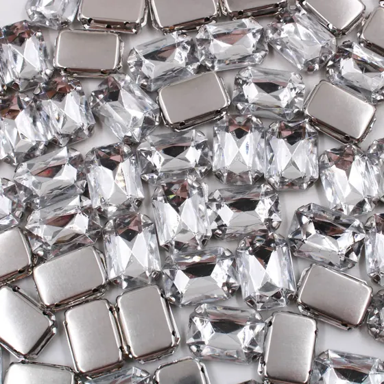 Chaton Engrampado Retangular 13X18Mm Em Acrilico Com 250 Pecas
