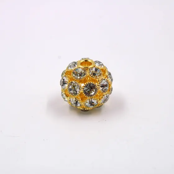 Bola Strass 25Mm Em Latao Com 12 Pecas - Dourado