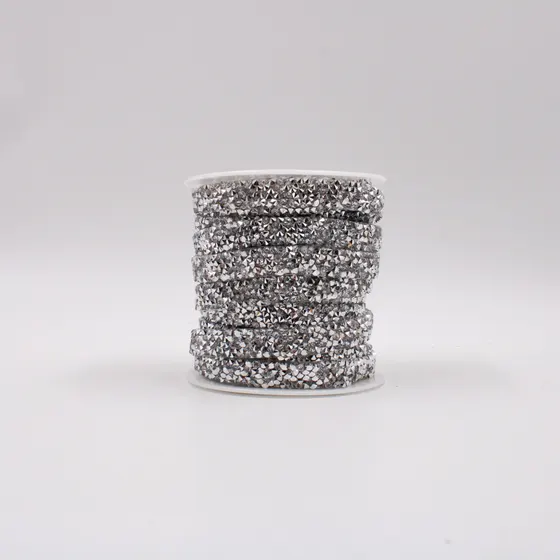Manta Em Tira De Strass 10Mm Rolo Em Resina Com 10 Metros - Niquel