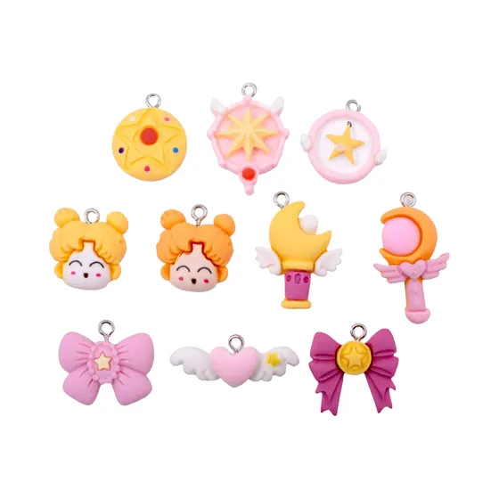 Kit Pingente Sailor Moon 22Mm Em Resina Com 50 Pecas