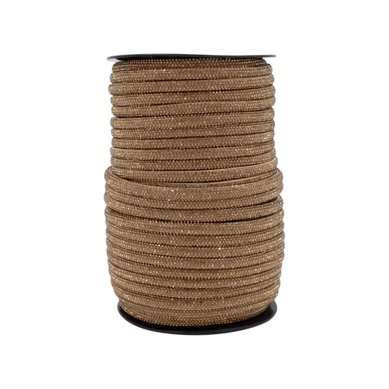 Tubo De Strass Meia Cana 07Mm Com 50 Metros - Dourado