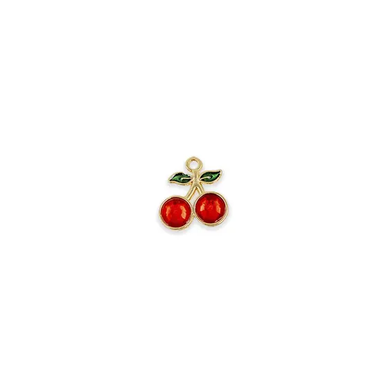 Pingente Cataforetico Cereja Com Strass 20Mm Em Zamac Com 10 Pecas