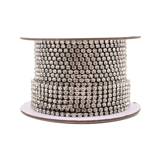 Corrente De Strass Junta Ss16 Em Vidro Com 25 Metros