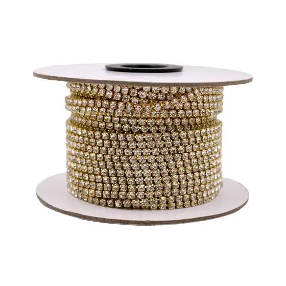 Corrente De Strass Junta Ss14 Em Vidro Com 25 Metros