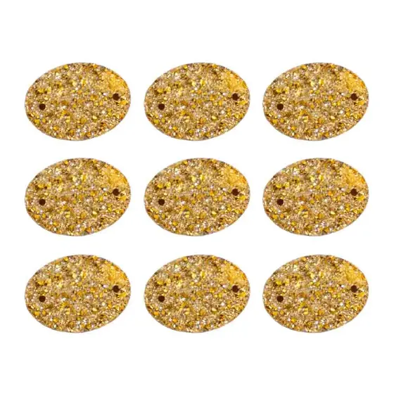 Chaton Drusa Oval 13X18Mm Para Costura Com 300 Pecas - Dourado