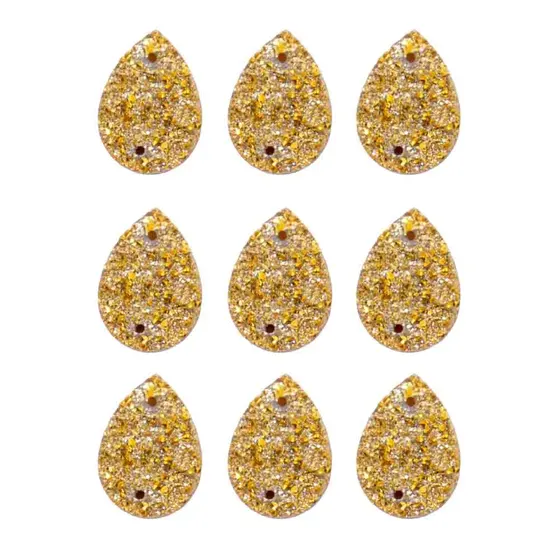 Chaton Drusa Gota 13X18Mm Para Costura Com 300 Pecas - Dourado