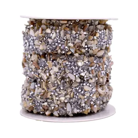 Rolo De Cascalho Com Strass 02Cm Termocolante Em Resina Com 05 Metros