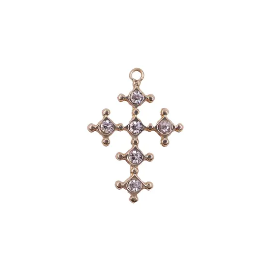 Pingente Cruz Com Strass 40X30Mm Em Zamac Com 07 Pecas