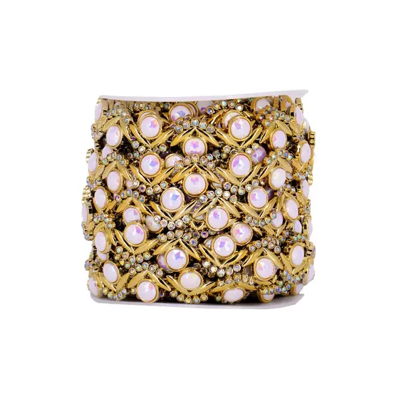 Aljofre Flor De Strass Em Abs Com 9,14 Metros - Dourado