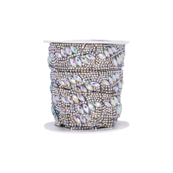 Fita Termocolante Com Strass 2.4Cm Em Vidro Com 5 Metros