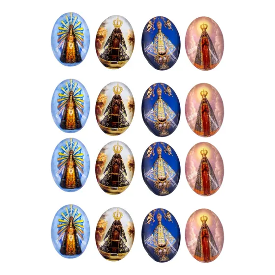 Cabochon Com Imagem Para Terco Oval 13X18Mm Em Vidro Com 100 Pecas