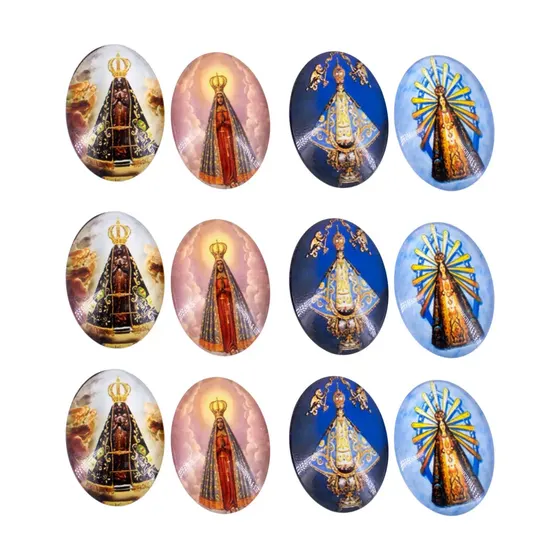 Cabochon Com Imagem Para Terco Oval 18X25Mm Em Vidro Com 100 Pecas