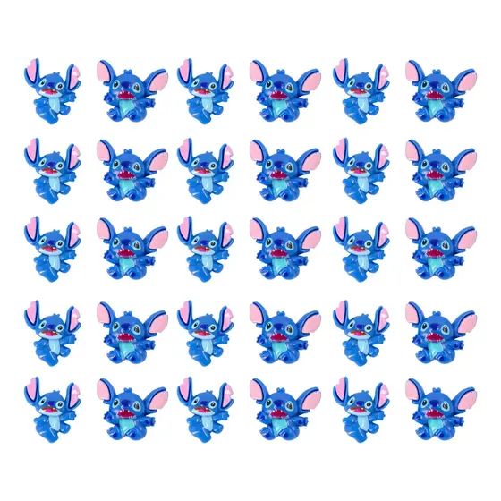 Aplique Stitch 26Mm Com Brilho Em Resina Com 100 Pecas - 140 Azul