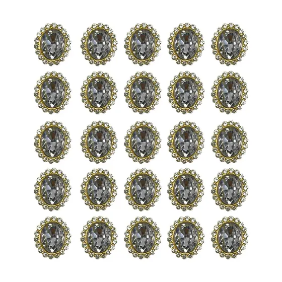 Chaton Oval Com Borda De Strass 08X10Mm Em Acrilico Com 200 Pecas