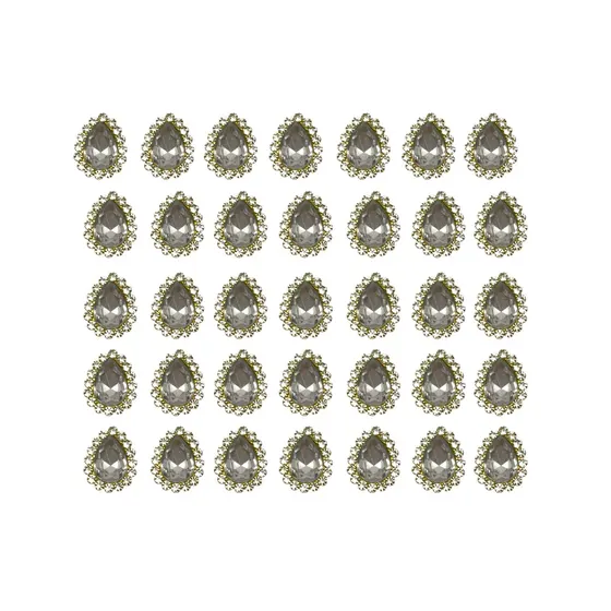 Chaton Gota Com Borda De Strass 08X10Mm Em Acrilico Com 200 Pecas