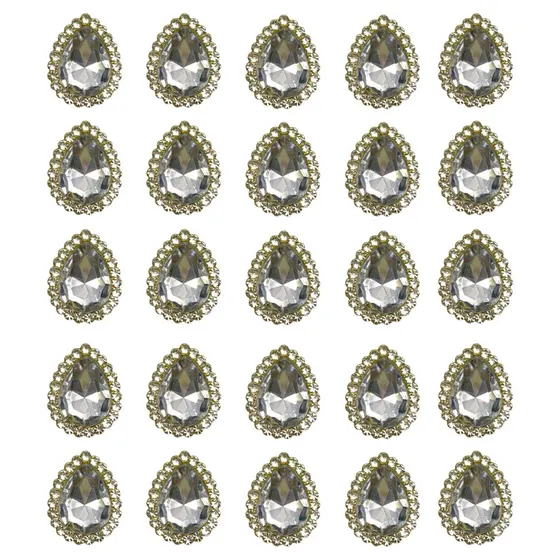 Chaton Gota Com Borda De Strass 10X14Mm Em Acrilico Com 200 Pecas