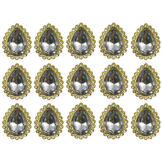 Chaton Gota Com Borda De Strass 13X18Mm Em Acrilico Com 100 Pecas