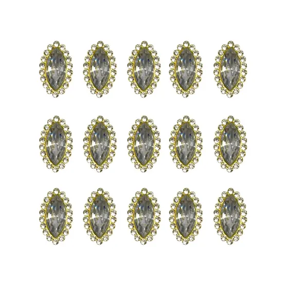Chaton Navete Com Borda De Strass 07X15Mm Em Acrilico Com 200 Pecas