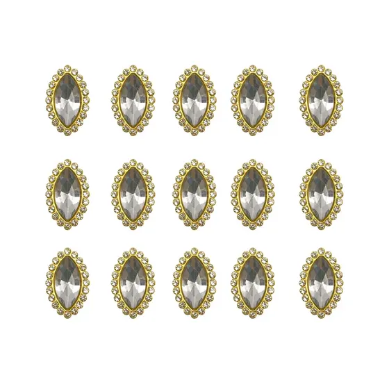 Chaton Navete Com Borda De Strass 09X18Mm Em Acrilico Com 100 Pecas