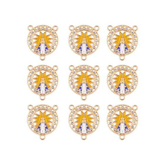 Entremeio N.S Aparecida Sol Com Strass 21X25Mm Em Resina Com 30 Pecas