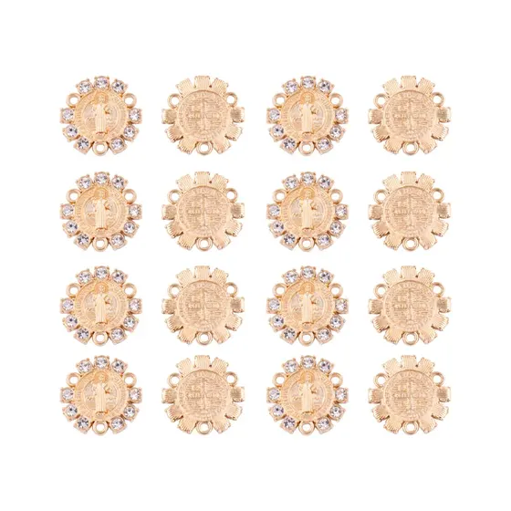 Entremeio Cruz De Sao Bento Com Strass 20Mm Em Zamac Com 30 Pecas