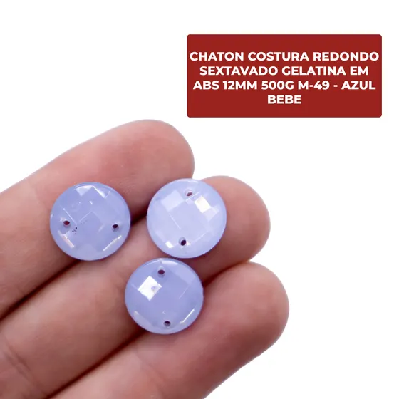Chaton Costura Redondo Sextavado Gelatina Em Abs 12Mm 500G