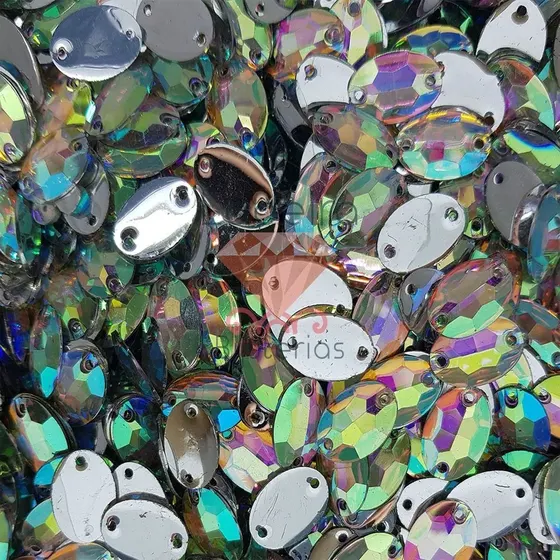 Chaton Costura Oval Rivoli Ab/Irisado Em Acrilico 13X18Mm 1.000Pcs