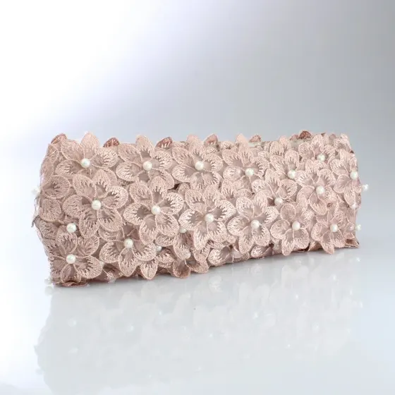 Renda Guipir De Flor Com Perola 35Mm Com 13 Metros