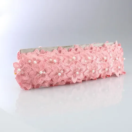 Renda Guipir De Flor Com Perola 45Mm Com 13 Metros