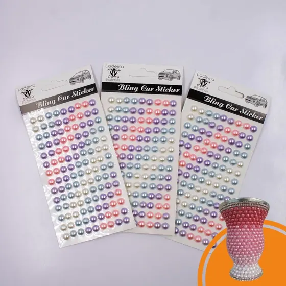 Cartela De Meia Perola Mesclado 8Mm Com 12 Unidades Pequenas