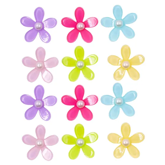 Aplique Margarida Com Perola 40Mm Em Acrilico Com 50 Pecas