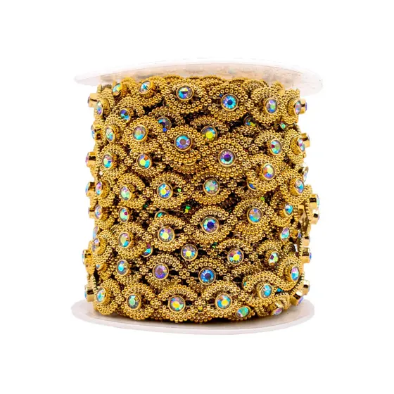 Aljofre Redondo Trabalhado Com Strass 13Mm Em Abs Com 9,14 Metros