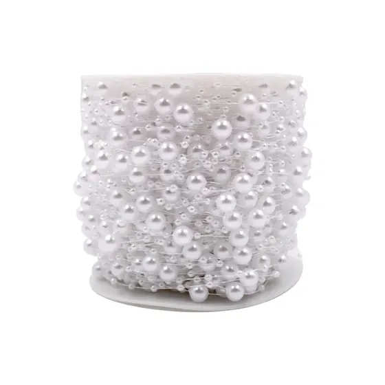 Rolo De Fio De Nylon 13X17Mm Com Perola Em Abs Com 60 Metros