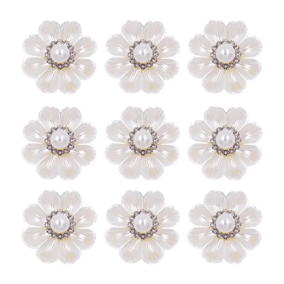 Aplique Flor Com Perola 24X24Mm Em Abs Com 200 Pecas