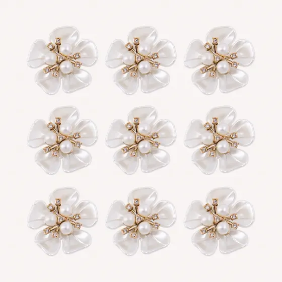 Aplique Flor 5 Petalas Luxo 35X38Mm Em Abs Com 80 Pecas