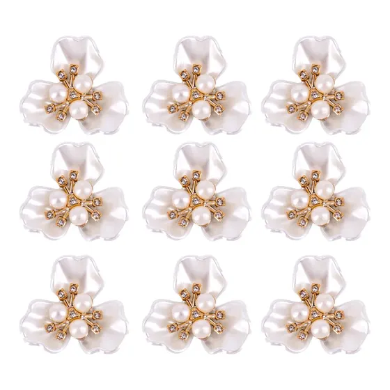 Aplique Flor Luxo 38X38Mm Em Abs Com 80 Pecas