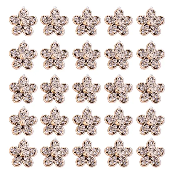 Pin Para Broche Flor Com Strass Em Abs Com 200 Pecas - 073 Dourado