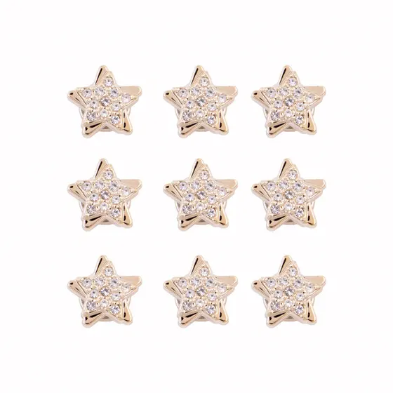 Pin Para Crocs Estrela Com Strass 17Mm Em Abs Com 100 Unidades - 073 Dourado
