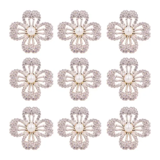 Aplique Passante Flor Com Perola 38Mm Em Abs Com 100 Unidades